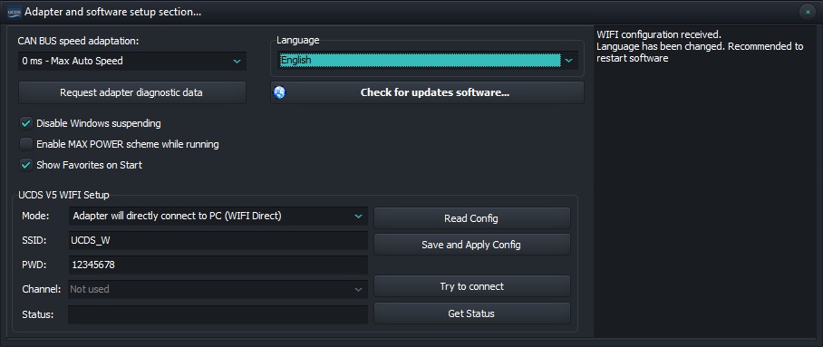 Setting section — UCDS V3 1.1 documentation